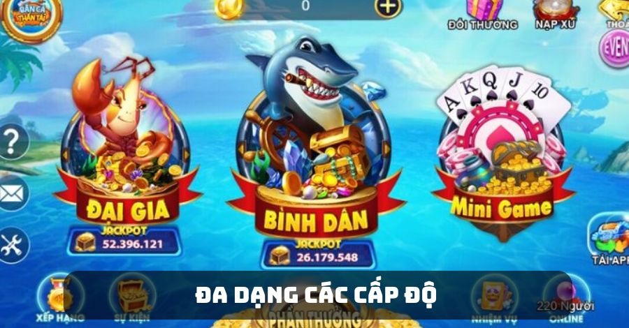 Đa dạng các cấp độ và thử thách khi tải APK tham gia các cược